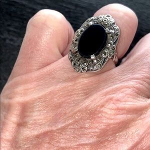 Vintage estate sterling silver opera ring